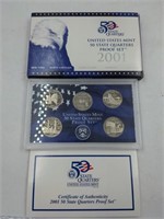 2001 US Mint proof set coins state quarters