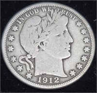 1912 S Barber Half Dollar Silver Coin