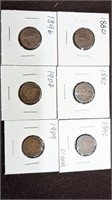 Collection of 6 antique Indian Head Pennies c