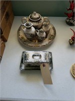 VINTAGE DISHES: BUTTER DISH, ETC