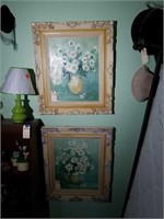 2 OIL ON CANVAS BARON FLORAL PAINTINGS