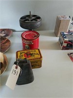 TOBACCO TINS, COWBELL, CASTOR CARROUSEL