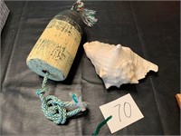 AUTHENTIC MAINE BUOY WITH CONCH SHELL
