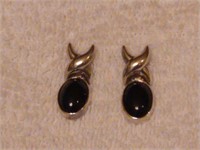 Sterling Silver Onyx X and O Dangle Earrings