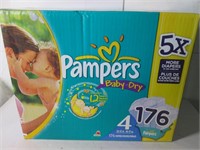UNOPENED BOX OF PAMPERS DIAPER 176CT SIZE 4
