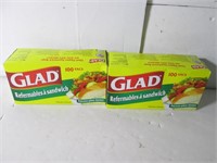 2 BOXES OF NEW GLAD ZIPPER SANDWICH BAGS