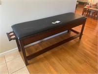 POOL ROOM BENCH STORAGE PLEATHER TOP SOME WEAR