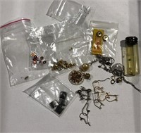 Box w/ Repair Beads, Chains, Earrings, Sequins