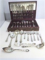 Community plated-silver flatware in wooden chest