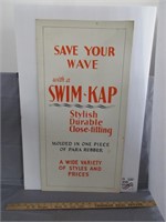 Vintage Swim-Kap Cardboard Sign