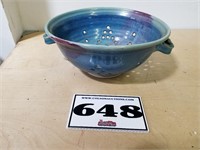 decorative vintage handmade ceramic colander bowl