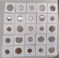 lot of 25 vintage foreign miscellaneous coins