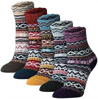 FYC 5 Pairs Womens Thick Knitted Wool Warm Socks