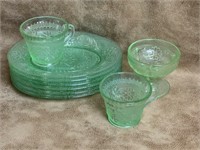 Selection of Vintage Green Glass Plates