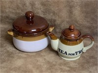 Pottery Tea For Two Kettle and Lidded Pot