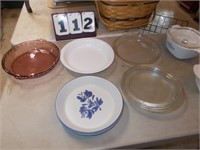Pie basket / pie plates / casseroles/ Corningwares