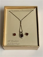 Sterling Silver Red Stone Necklace