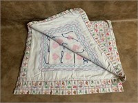 Vintage Baby Quilt With Needle Point