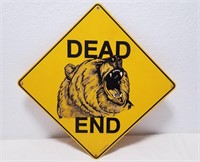 Metal Bear Dead End Sign Approx 12" x 12"