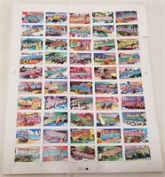 Sheet All 50 States USPS 34 Cent Stamps