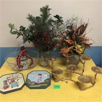 Floral Lot with Candle Holder & Extras