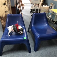 2x Blue Plastic Chairs