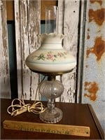 Vintage glass shade converted oil lamp