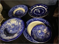 Antique flow blue dishes