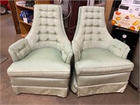 2 mid century modern chairs light green