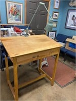 Wood drafting table with drawer