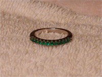 Sterling Silver Ring With Green Stones
