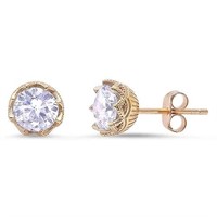 Yellow Gold Plated Solitaire Cz Earrings