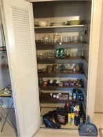 Pantry Full of Misc Glassware, Cleaning Supplies