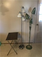2 Floor Lamps and TV Tray W/Misc.