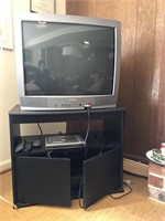Toshiba TV W/Remote, Stand, VHS Player