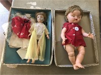 2 Old Dolls in Case