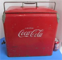 Vintage 1950s Metal Coca Cola Cooler With Tray