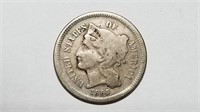 1865 3c Three Cent Nickel