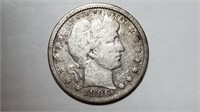 1896 O Barber Quarter Rare Date