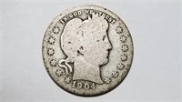 1904 O Barber Quarter Rare Date