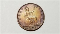 1861 British Half Penny High Grade