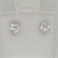 NEW 10K White Gold Cubic Zirconia Heart Earrings