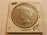 1934-D Peace Dollar F
