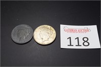 (2) 1923 D Peace Silver Dollars