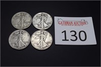 (4) 1943 Walking Liberty Half Dollars