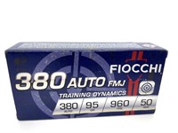 (50) Rounds 380 Auto, Fiocchi 95 gr FMJ