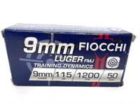 (50) Rounds 9mm Fiocchi 115 gr FMJ