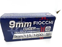 (50) Rounds 9mm Fiocchi 115 gr FMJ