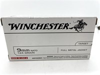 (50) Rounds 9mm Winchester 124 gr FMJ