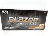(50) Rounds 9mm CCI Blazer 115 gr FMJ